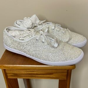 White Glittery Keds Sneakers